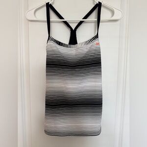 Nike Black and White Striped Tank Top Size S